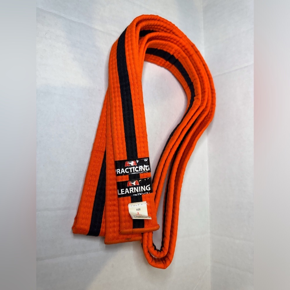 Karate Orange/Black‎ Ara Martial Arts Rank Belt with Colored Stripe Size 3/170